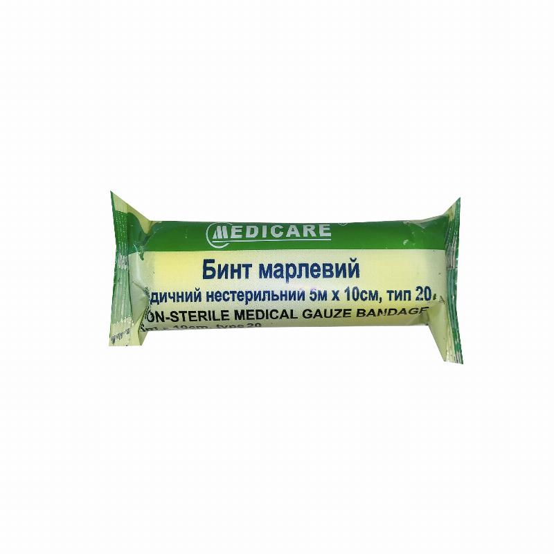 Бинт марлевий медичний нестерильний 5м х 10см "MEDICARE", тип 20